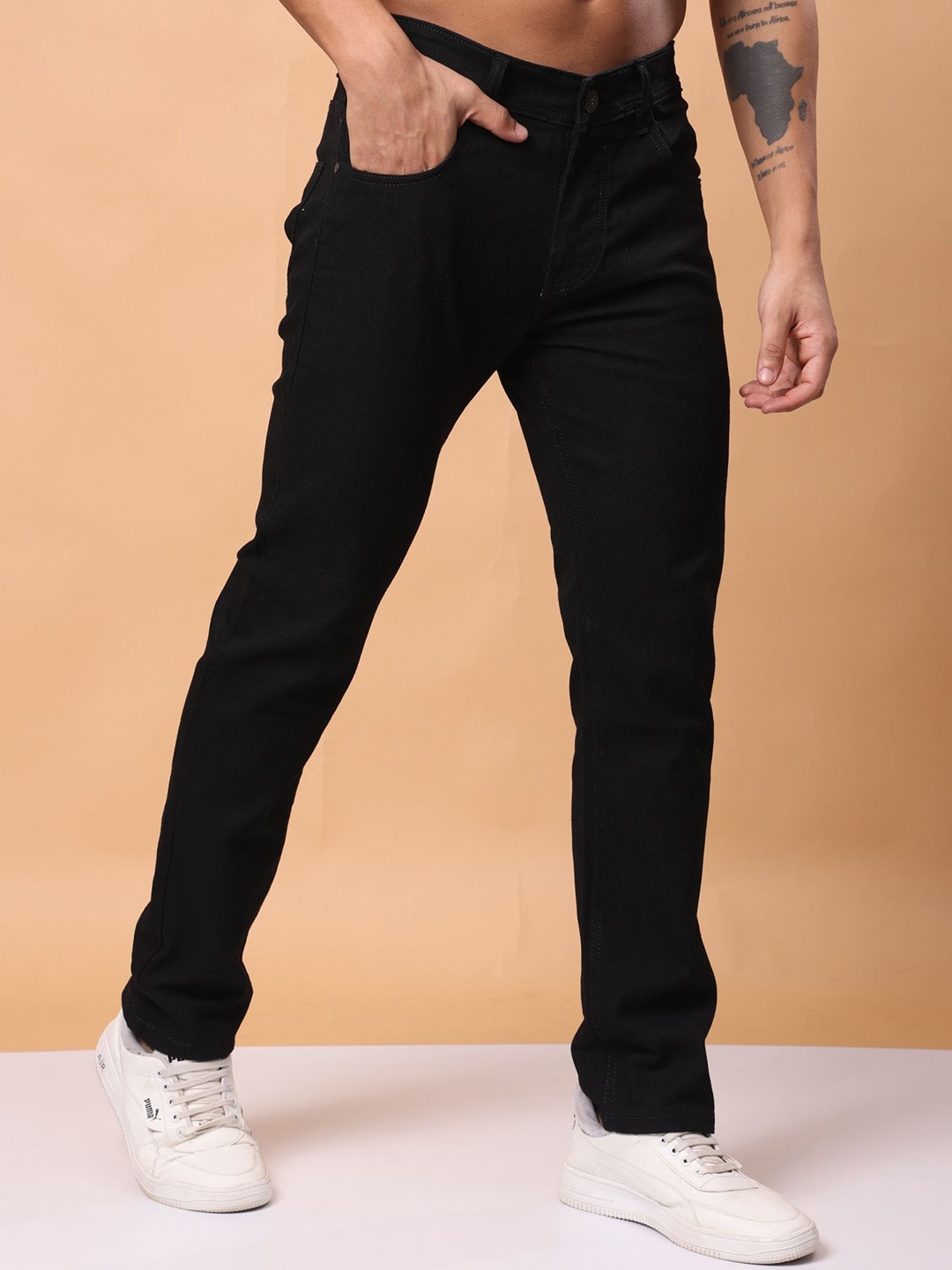 

London Hills Men Solid Slim fit Stretchable Mid-Rise Jeans, Black