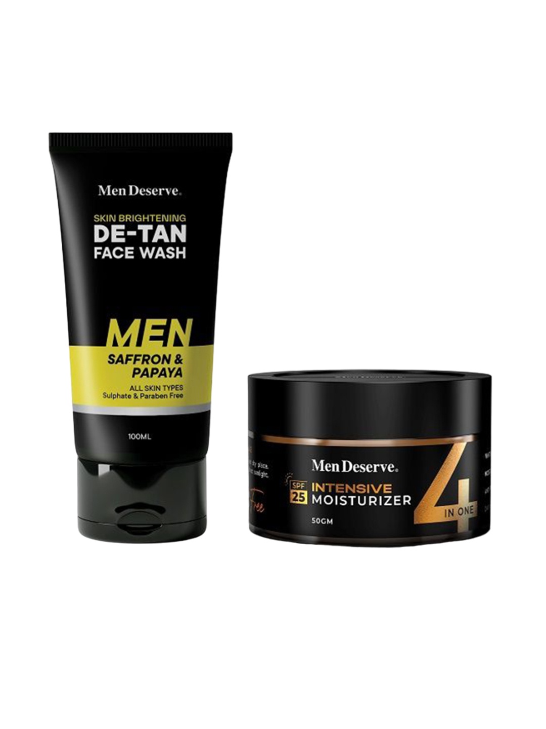 

Men Deserve Set Of 2 De-Tan Face Wash-100ml & Moisturizer Combo-50g, Black