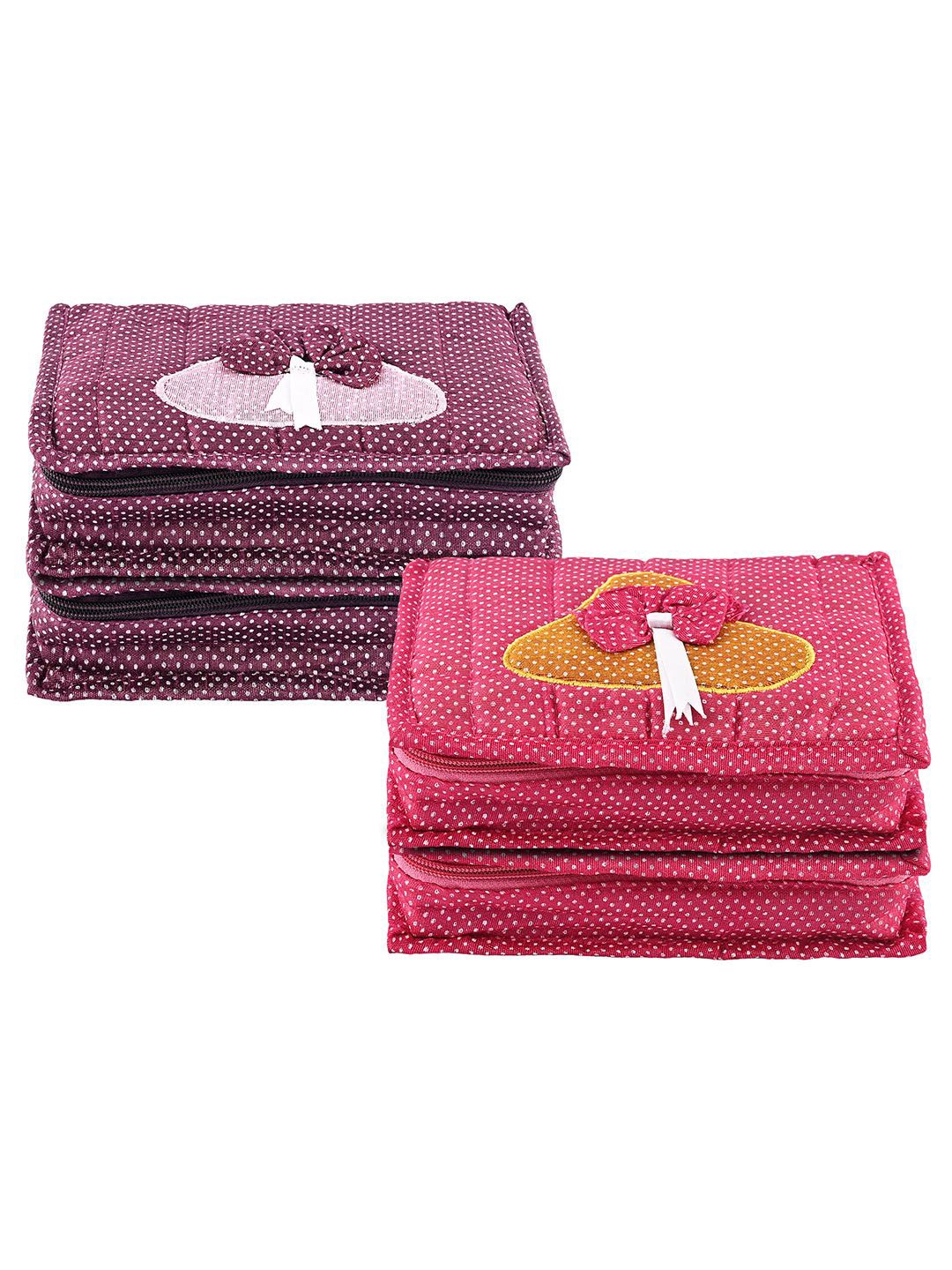 

Kuber Industries Pink & Purple 4 Pieces Printed Jewellery Organisers