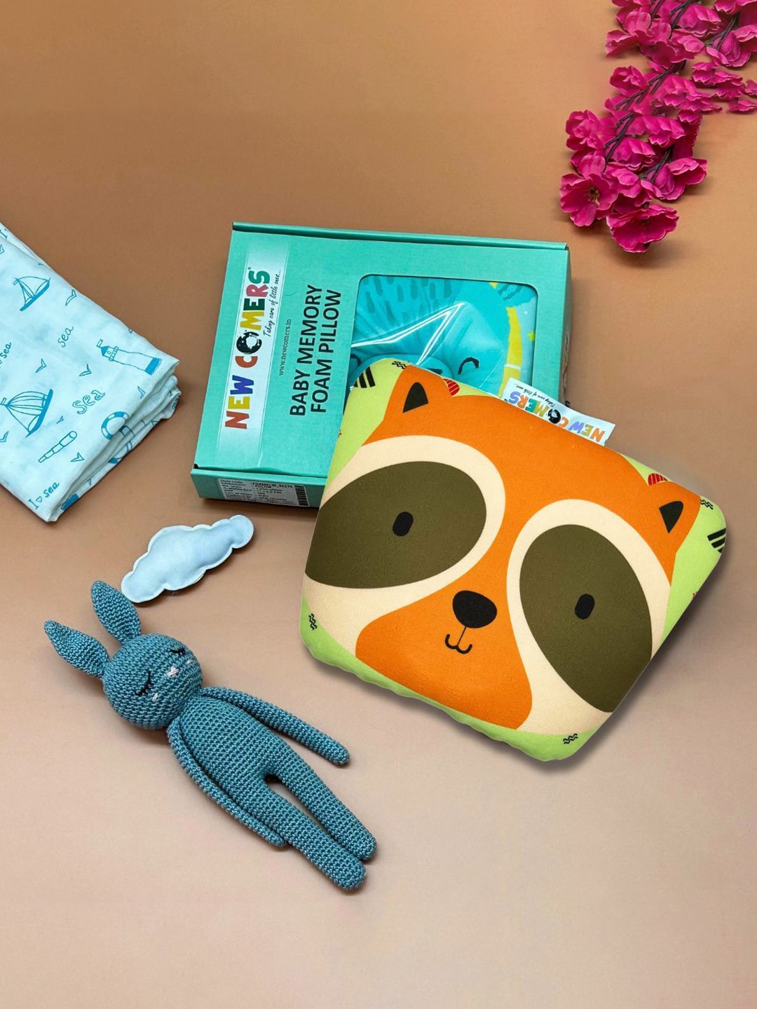 

NEW COMERS Infants Printed Cotton Preventing Head for Flat Head Syndrome Baby Pillow, Green