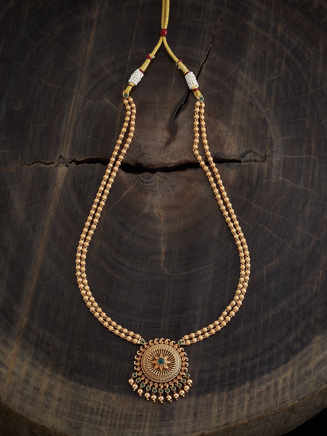 

Kushal's Fashion Jewellery Gold-Plated Stone Studded Antique Necklace