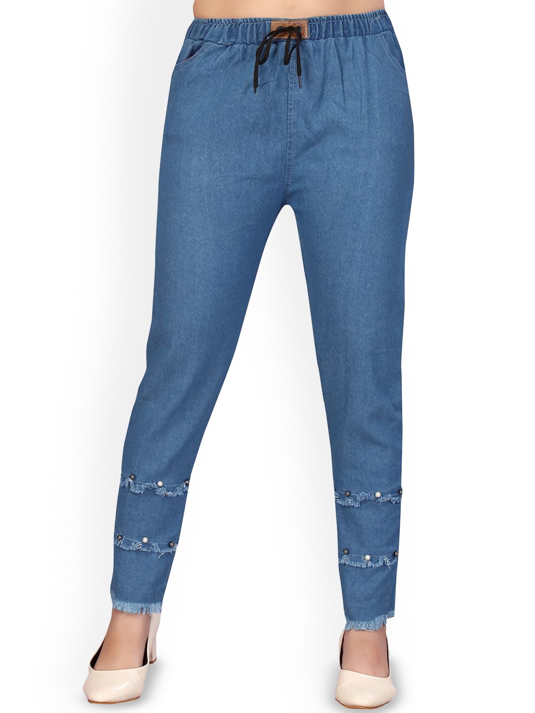 

BAESD Girls Comfort Flared High-Rise Low Distress Stretchable Jeans, Blue