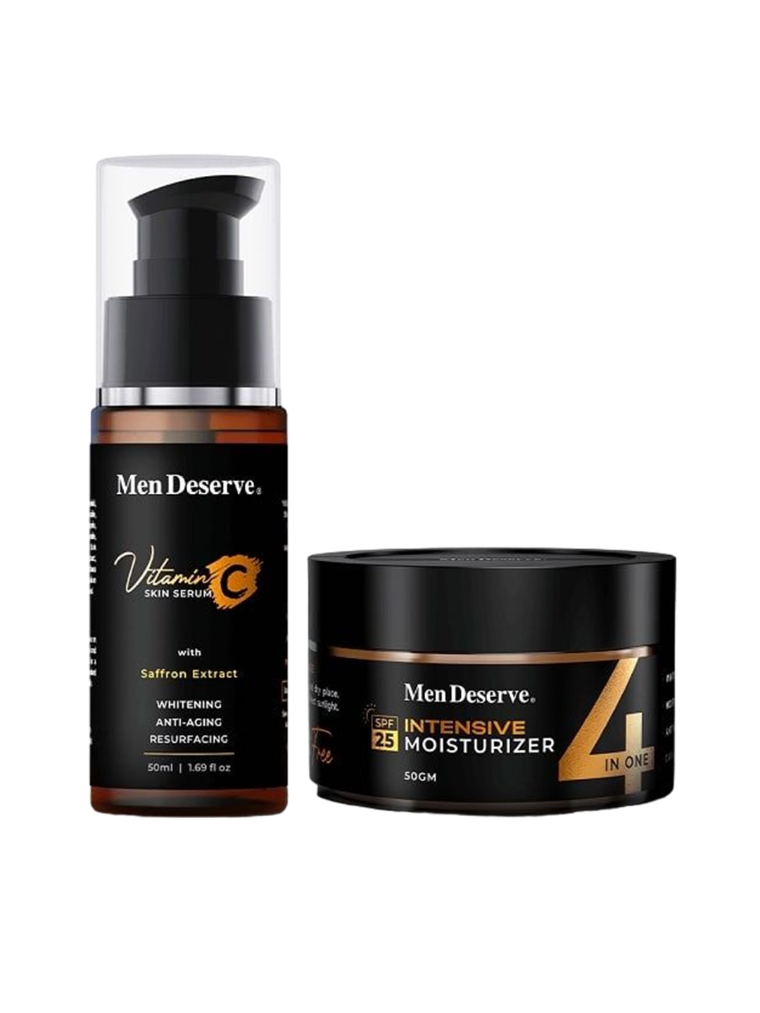 

Men Deserve Set Of 2 Intensive Moisturizer & Brightening Vitamin C Serum Combo -50g Each, Black