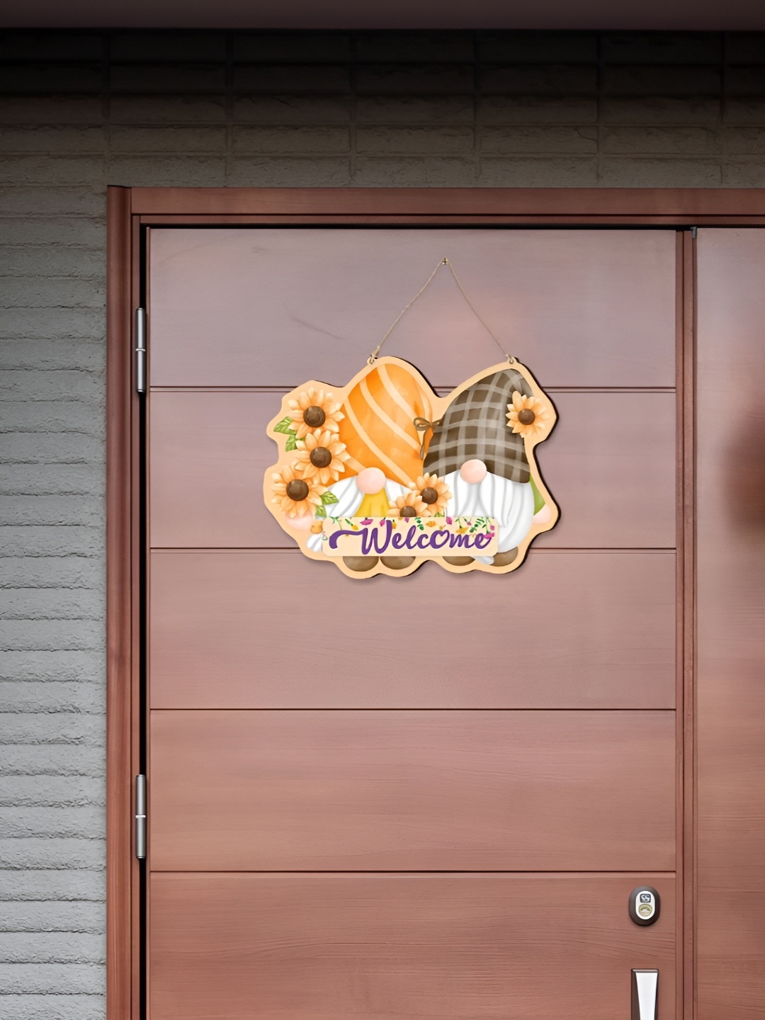 

CVANU Brown & Orange-Colored Printed Wooden Wall Decor Hangings