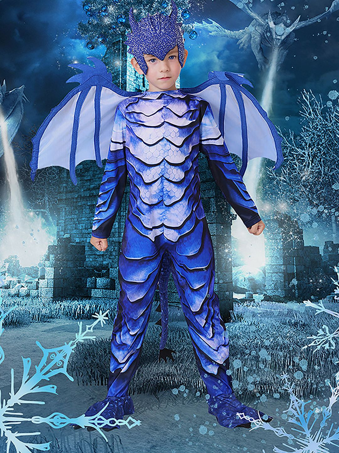 

Little Surprise Box LLP Kids Fierce Dragon Kids Halloween Costume Dress Up-110, Blue