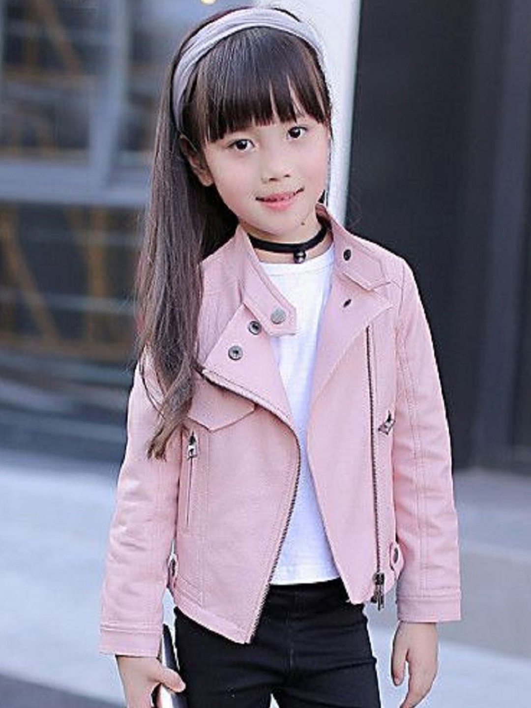 

BAESD Kids Unisex Open Front Leather Jacket, Pink