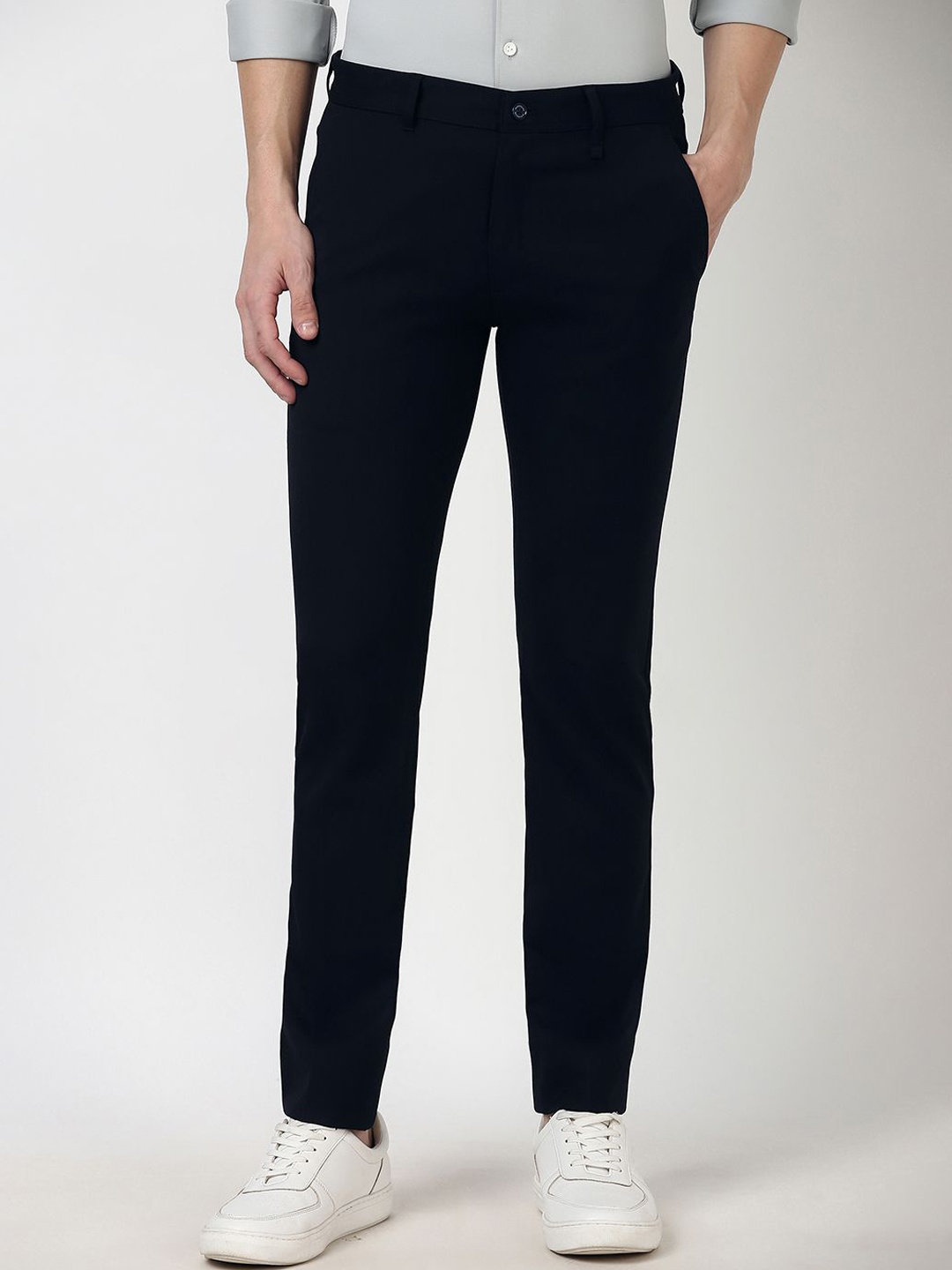 

Peter England Men Super Slim Fit Trousers, Navy blue