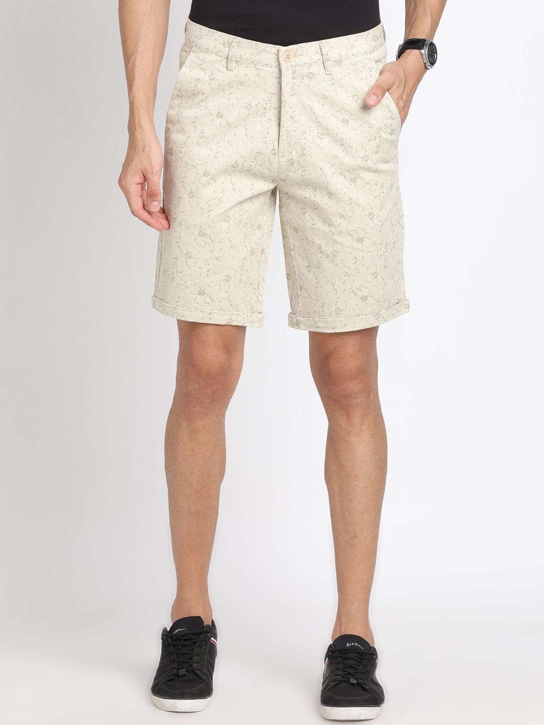 

Turtle Men Cotton Stretch Printed Shorts, Beige