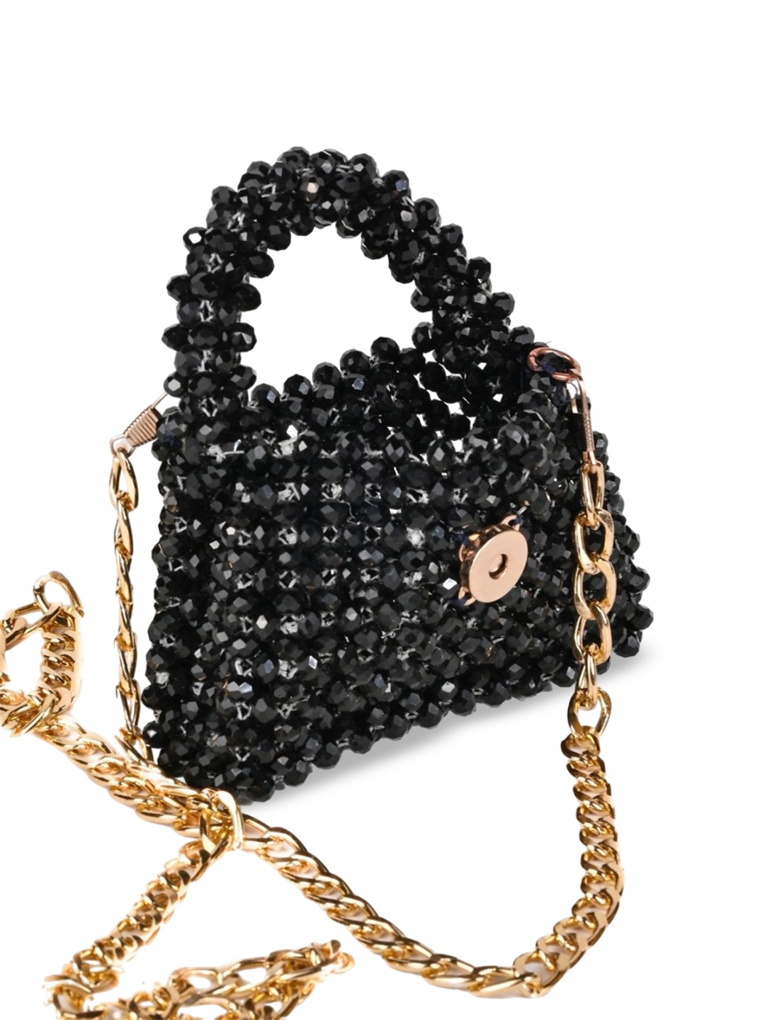 

House of Kosha Women Embellished Structured Handheld Bag, Black