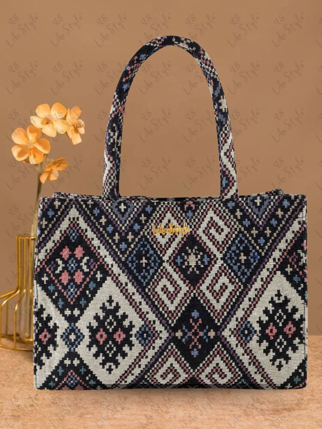 

LIKE STYLE Women Textured Oversized Structured Tote Bag, Grey
