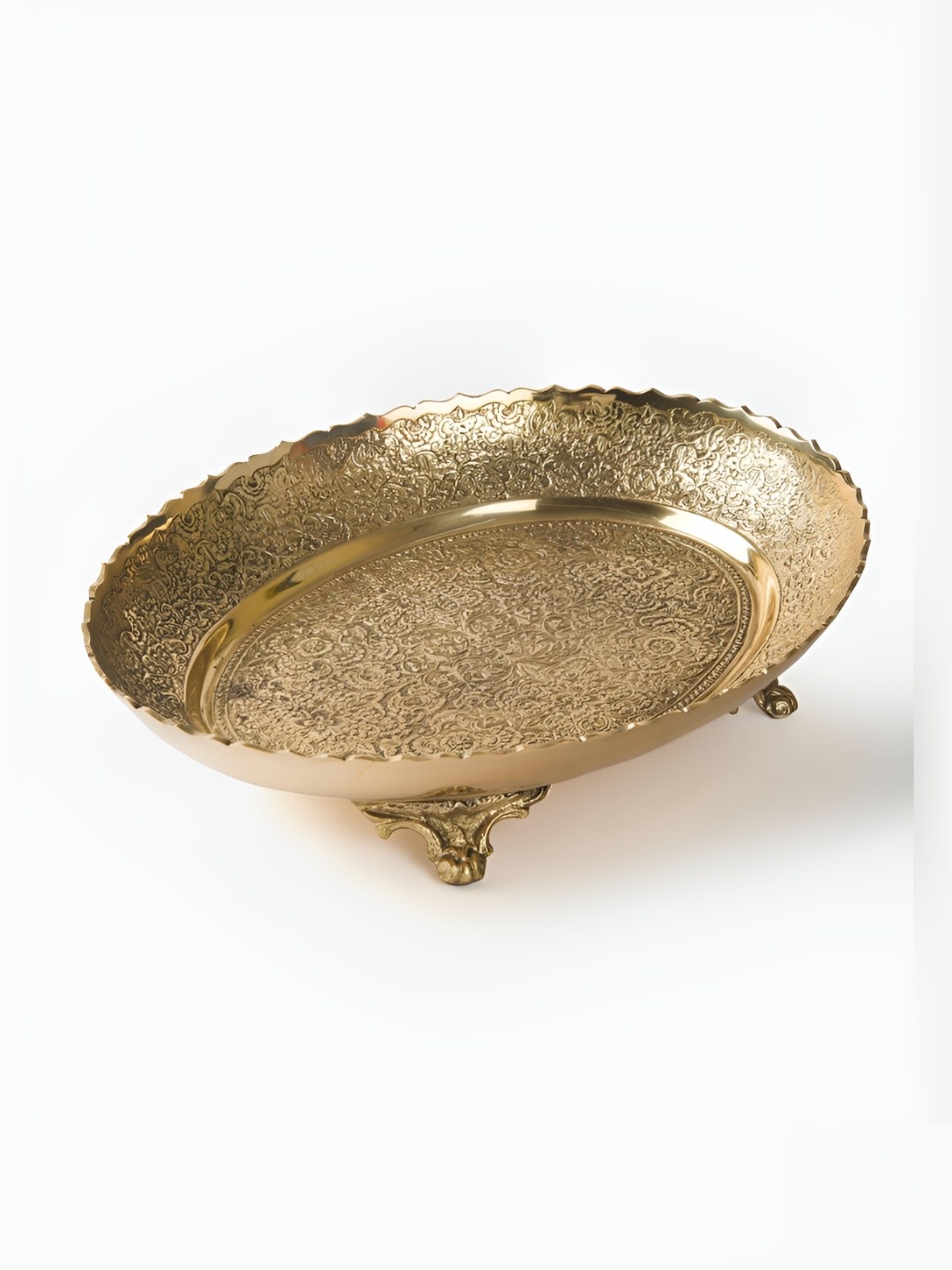 

Fabindia Bronze-Toned Textured Brass Dishwasher Safe Food Platter
