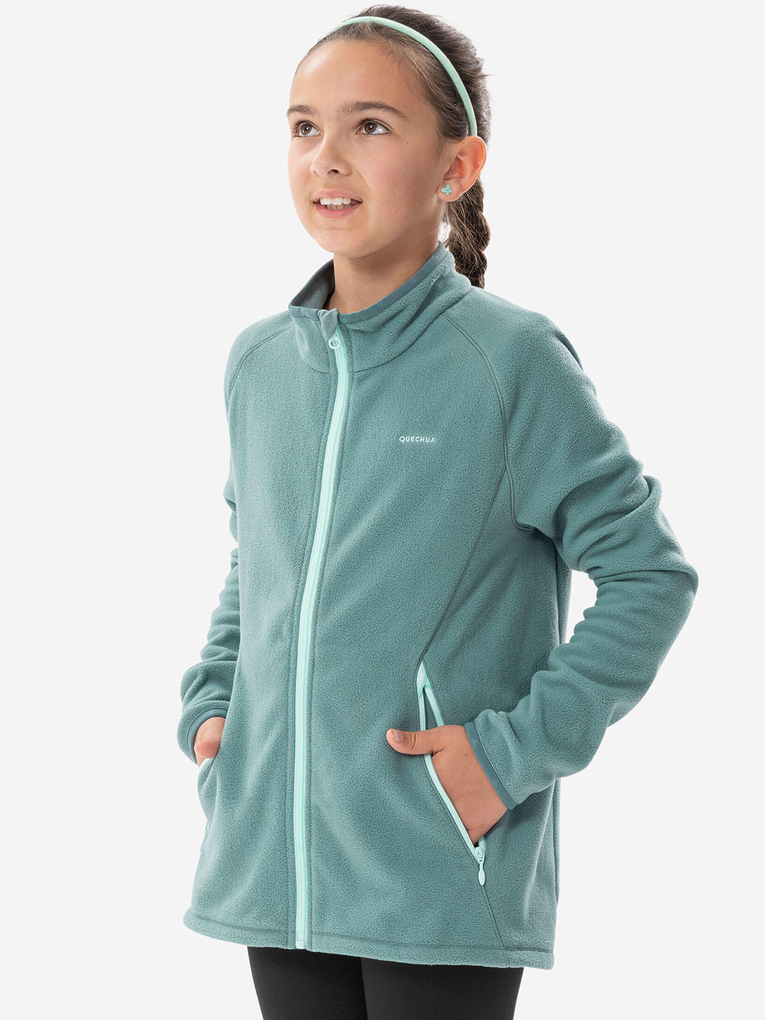

Quechua By Decathlon Kids Warm Fleece Jacket Full Zip, Green