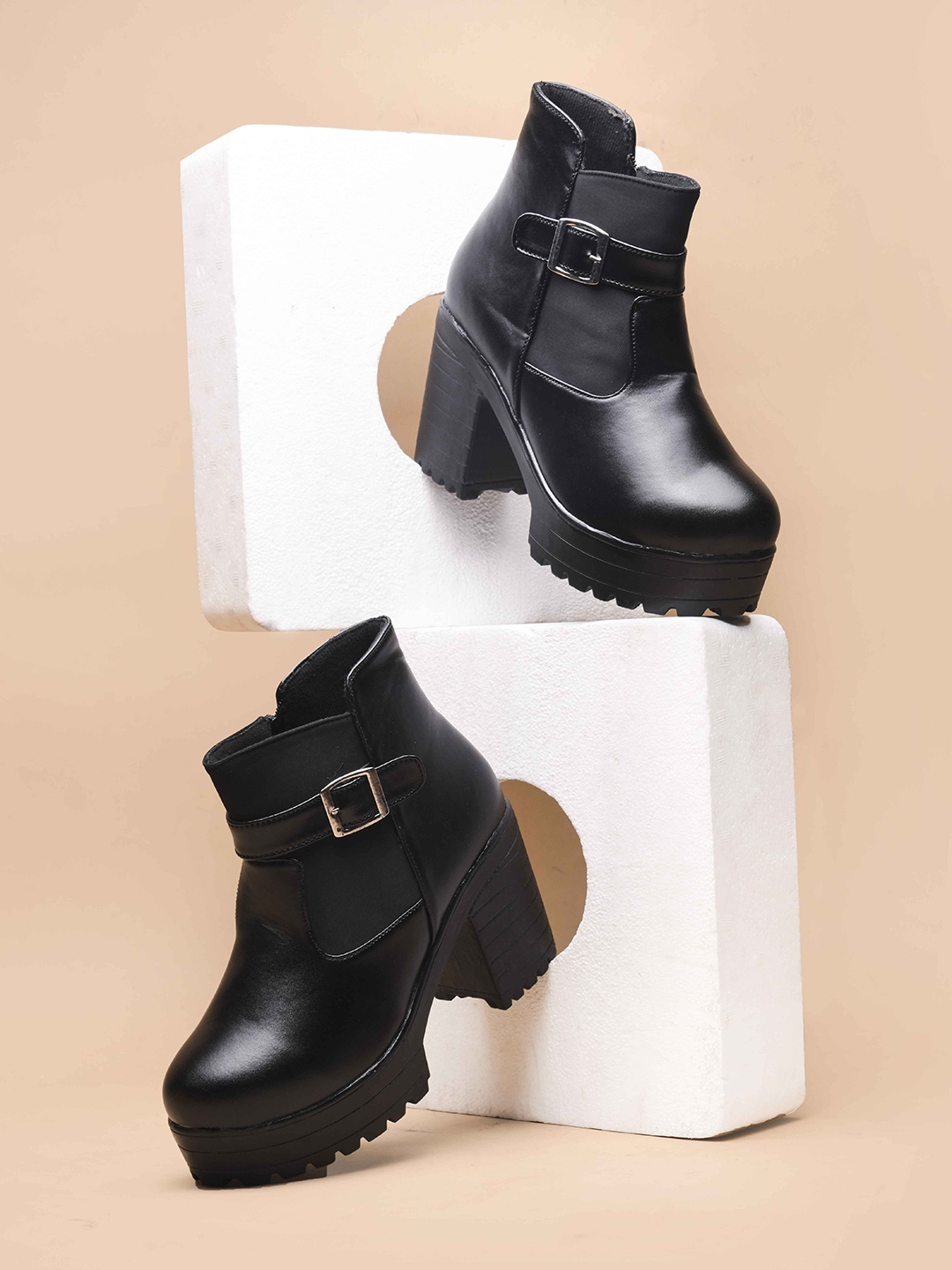 

JM Looks Women Mid-Top Chunky Boots, Black