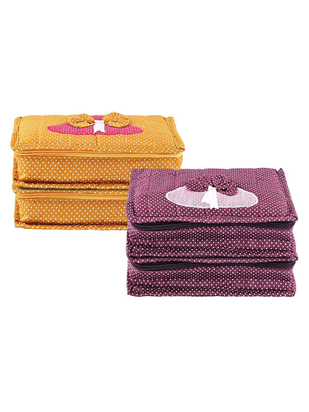 

Kuber Industries Purple 4 Pieces Polka Dot Printed Jewellery Organiser