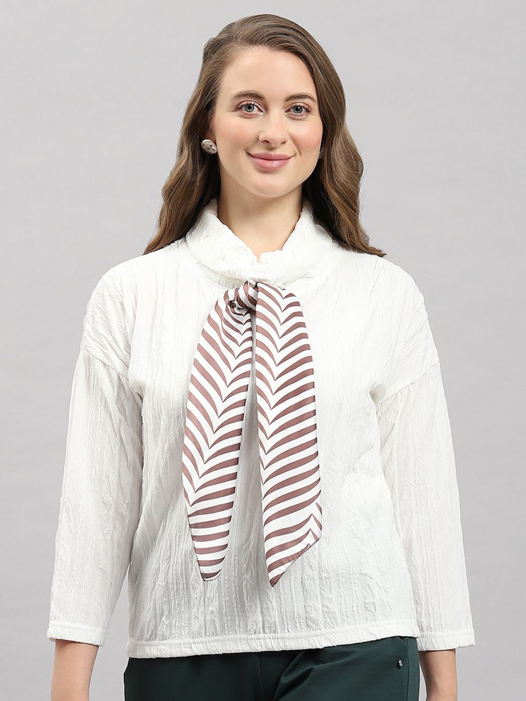 

Monte Carlo Women Solid High Neck Top, White