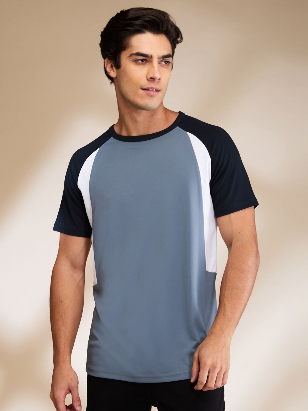 

Being Human Men Colourblocked Round Neck Cotton T-shirt, Grey