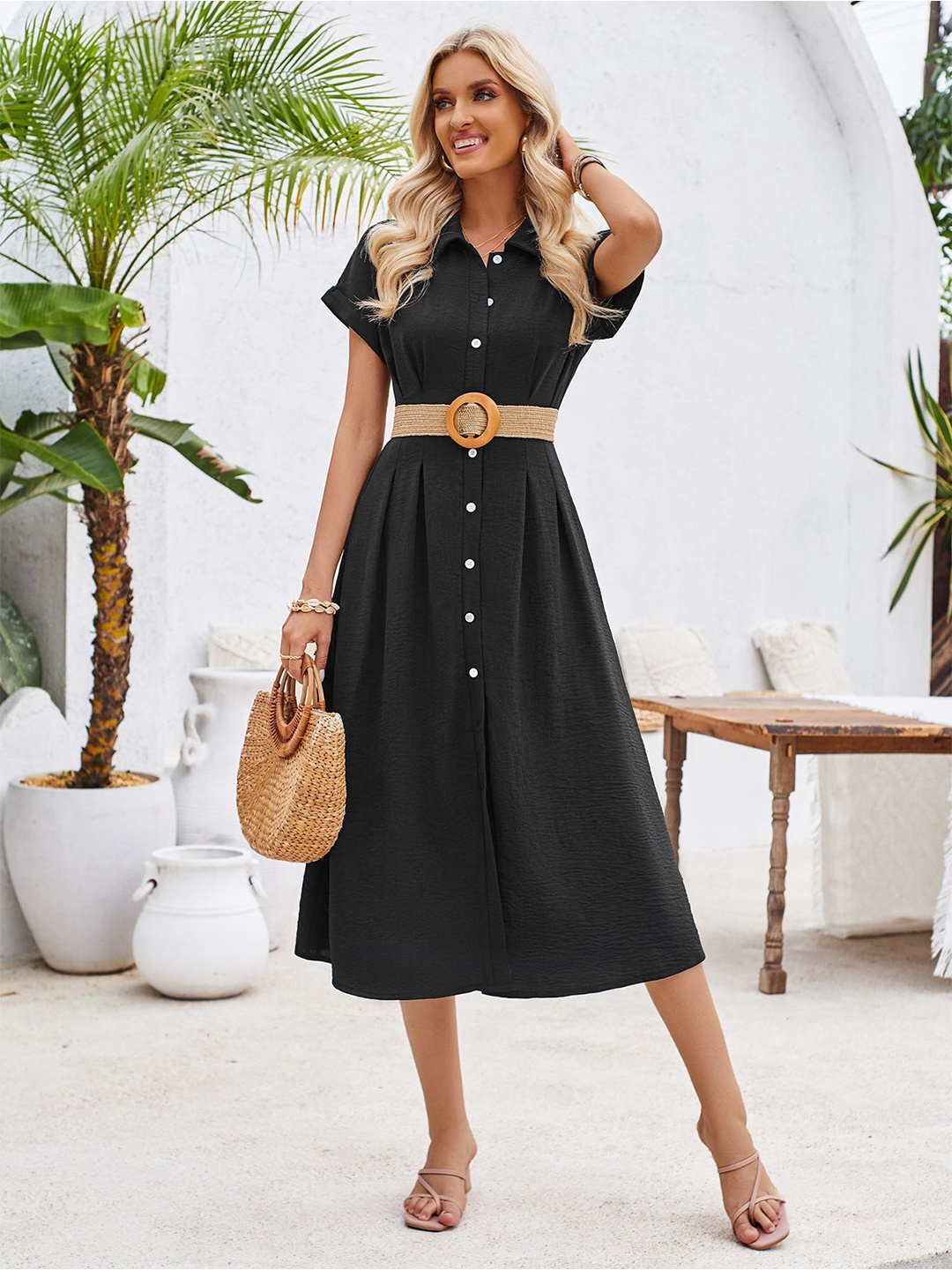 

StyleCast Women A-Line Midi Dress, Black