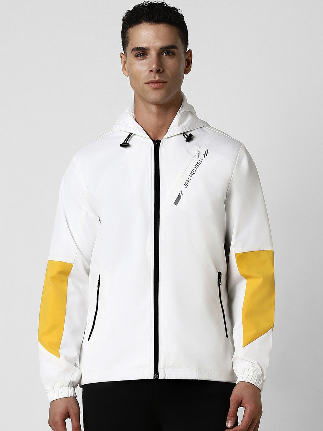 

Van Heusen Sport Men Cotton Colourblocked Hooded Sporty Jacket, White