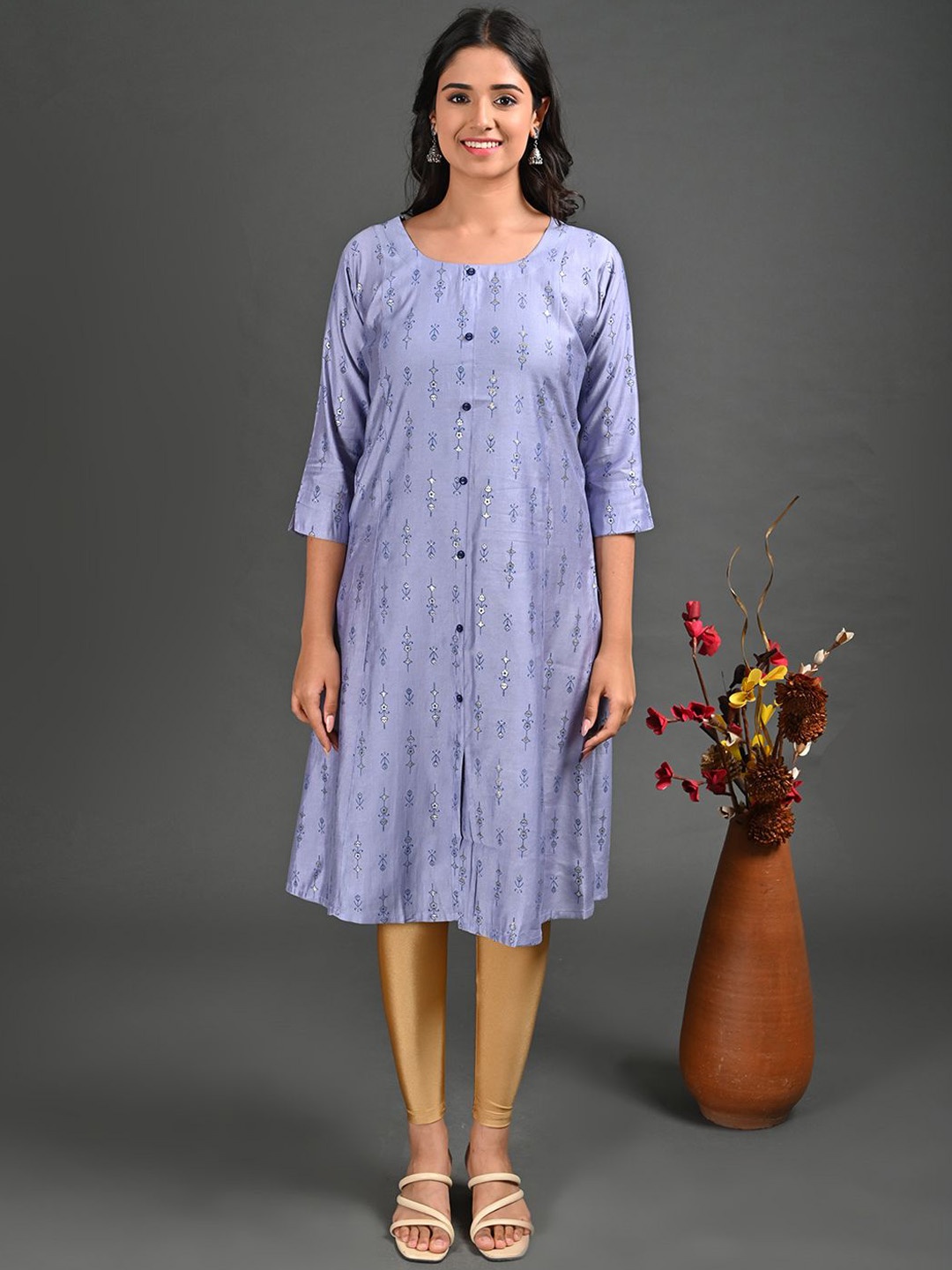 

GOLDSTROMS Floral Printed Straight Kurta, Lavender