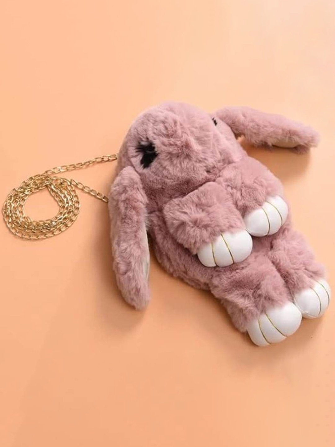 

LIKAA Girls Plush Bunny Shoulder Sling Bag, Peach