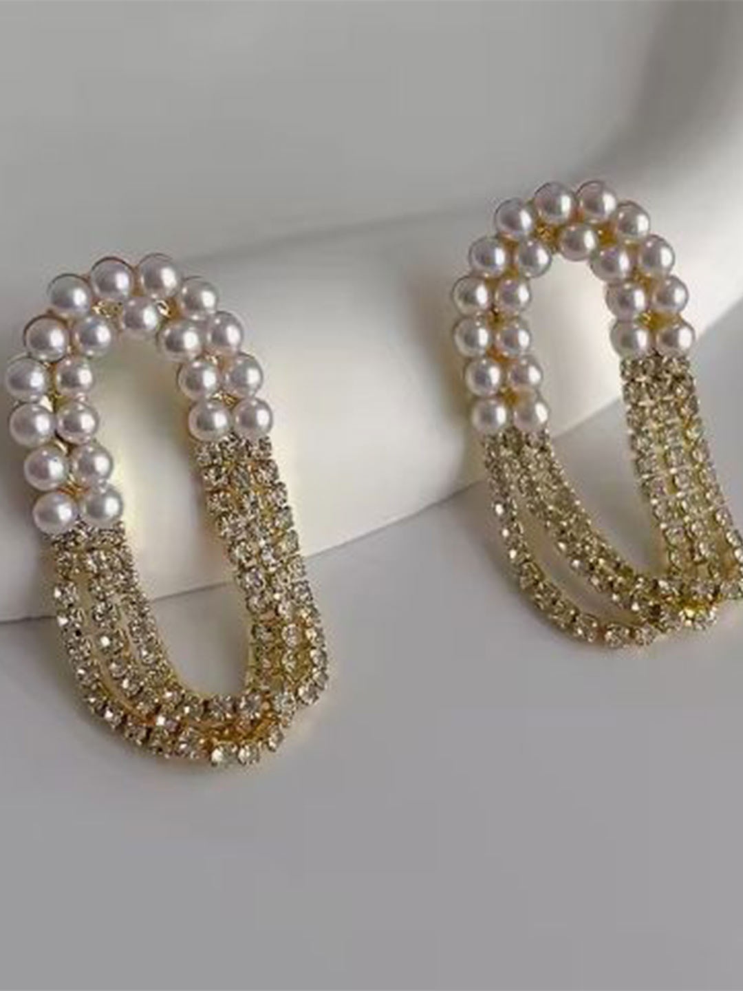 

ISHKAARA Gold-Plated Stones Studded & Pearl Drop Earrings