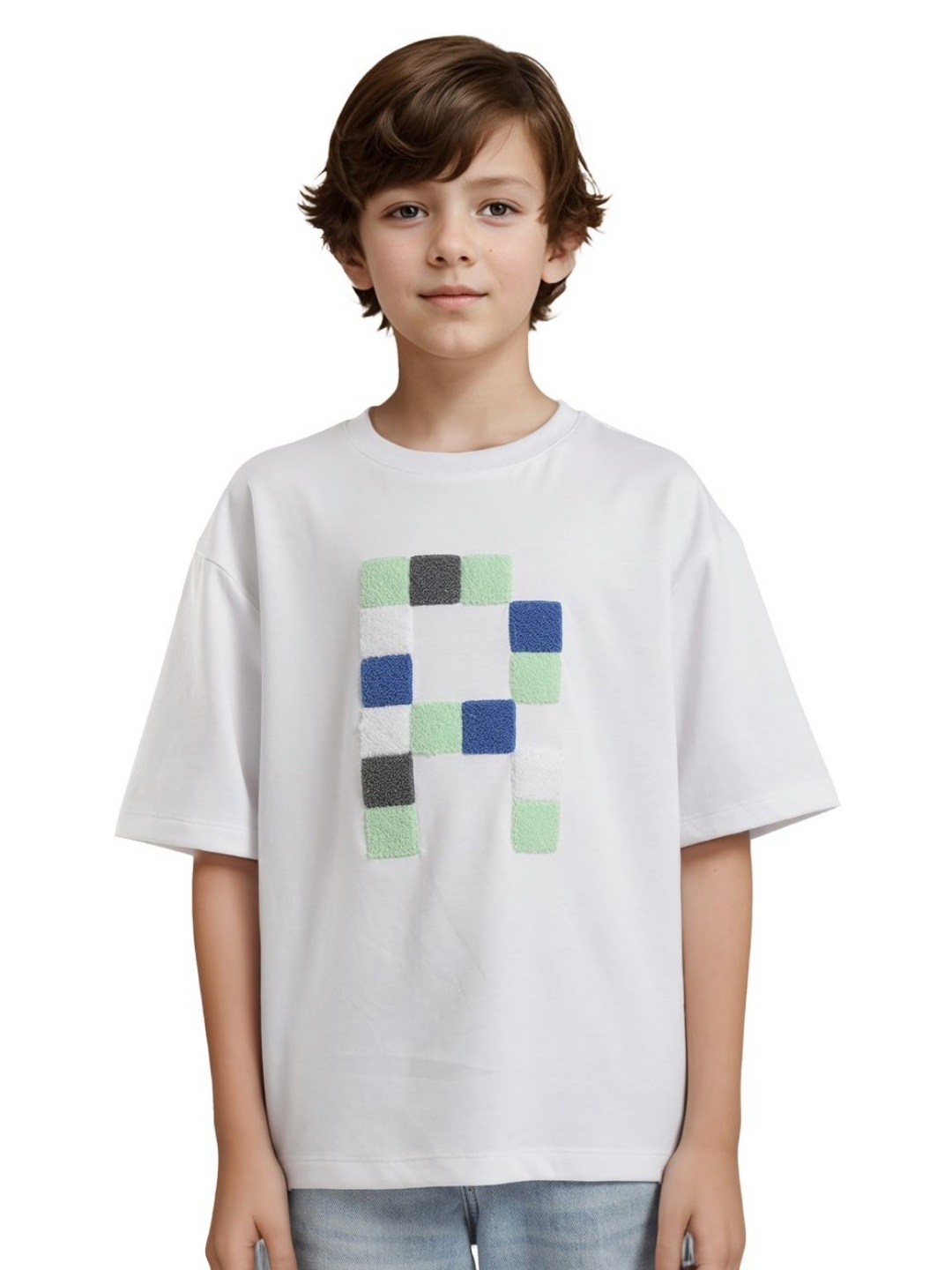 

Rare Ones Boys Towel Embroidered Oversized Fit T-Shirt, White