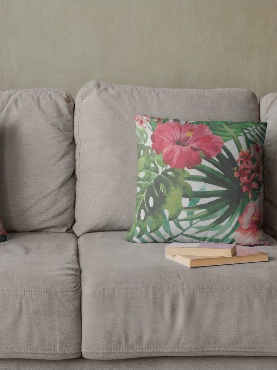 

THEYAYACAFE White & Pink 2 Pieces Floral Velvet Square Cushion Covers