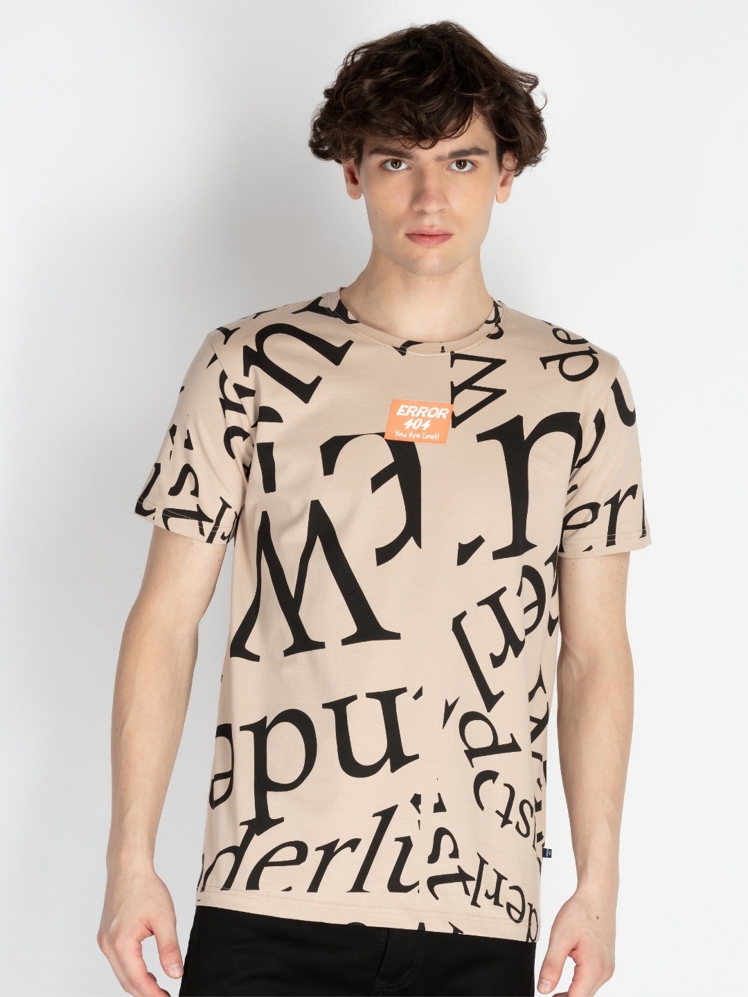 

Status Quo Men Typography Printed Round Neck Pure Cotton T-shirt, Beige