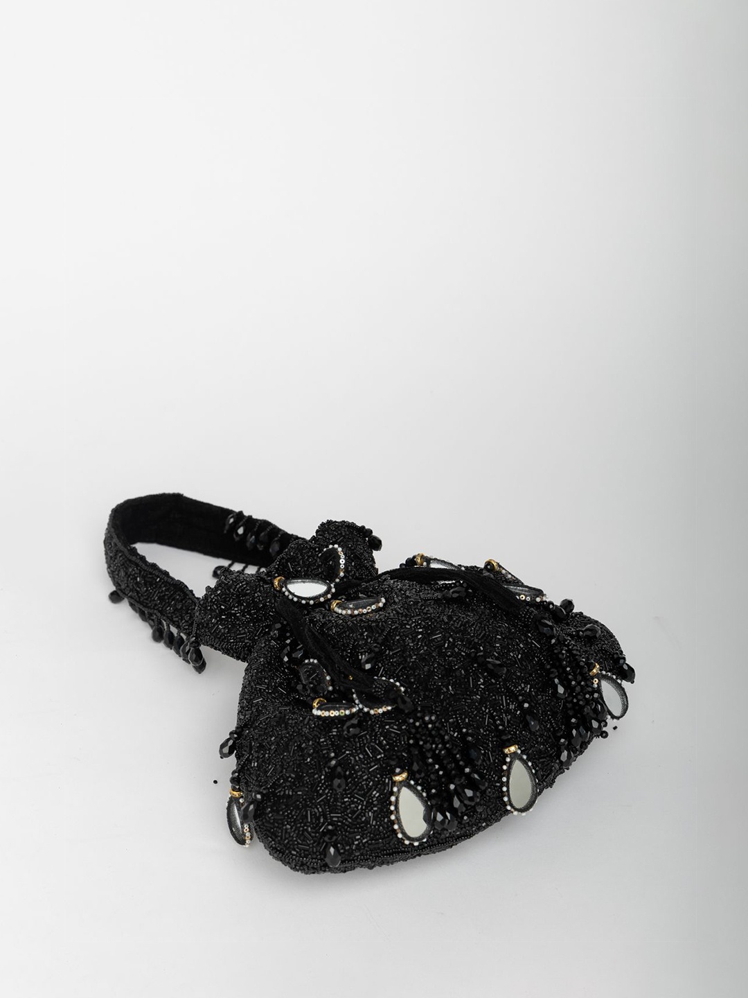 

EENA Zuri Embroidered Potli Clutch, Black