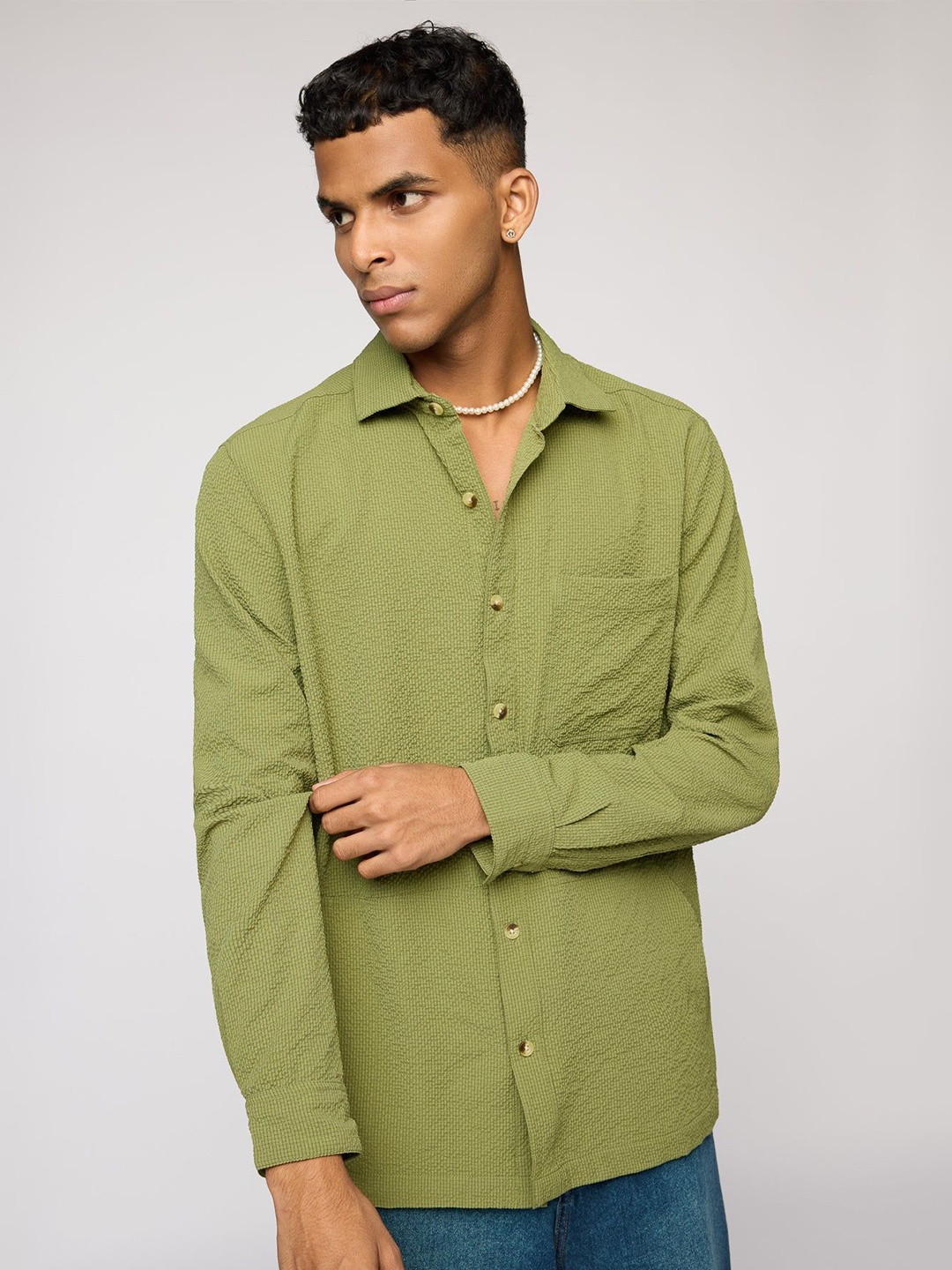 

FREAKINS Men Solid Relaxed Fit Casual Shirt, Olive