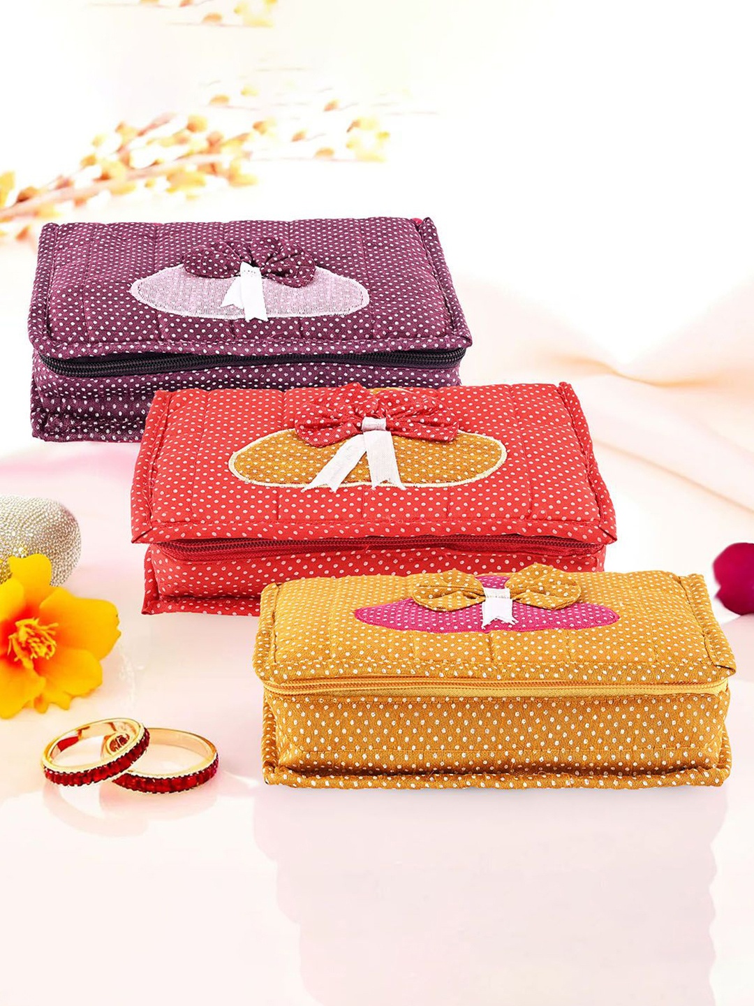 

Kuber Industries Purple & Red 3 Pieces Printed Wardrobe Jewellery Organisers