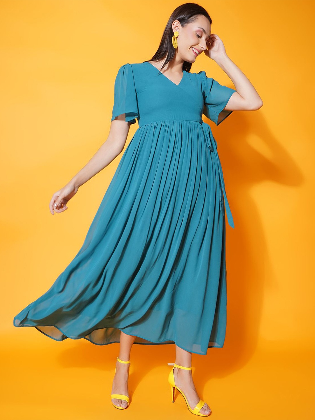 

BAESD Georgette Wrap Maxi Dress, Blue