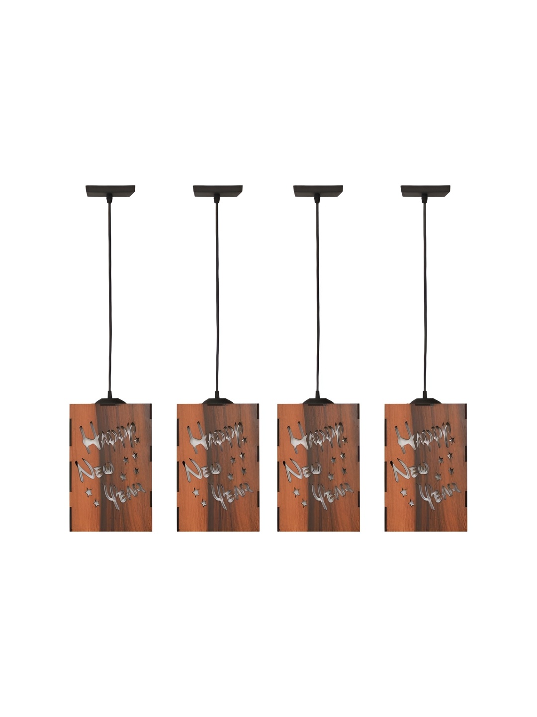 

Afast Black & Brown 4 Pieces Textured Wooden Rectangle Ceiling Lamp