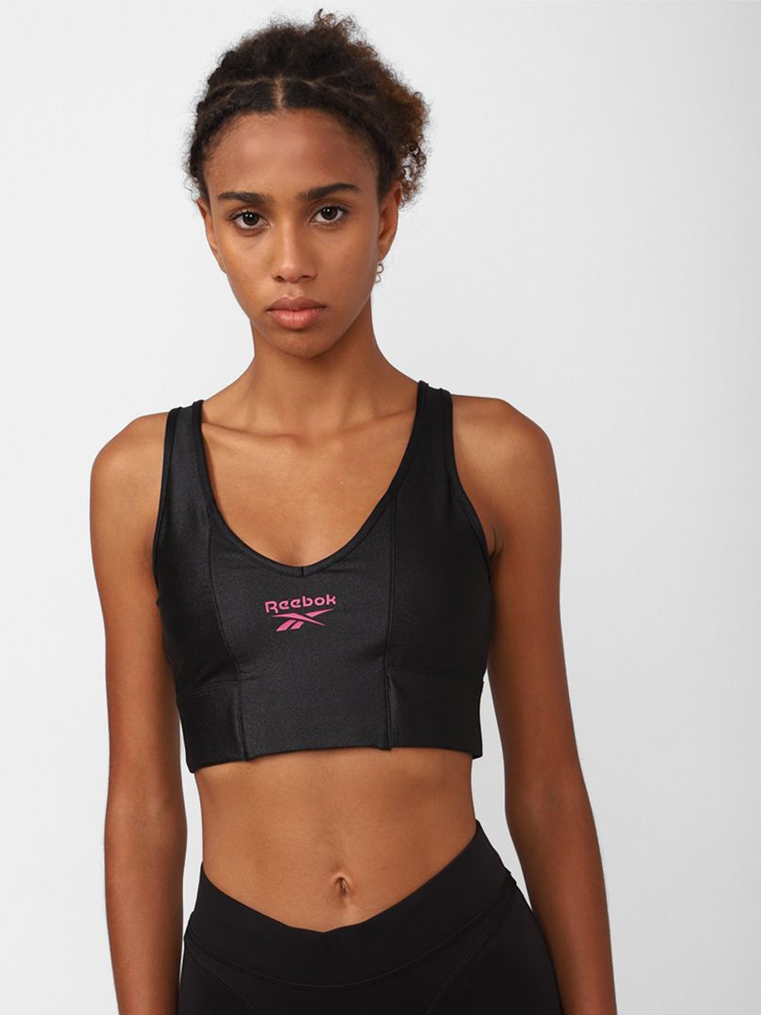 

Reebok Logo Printed WW Bra, Black