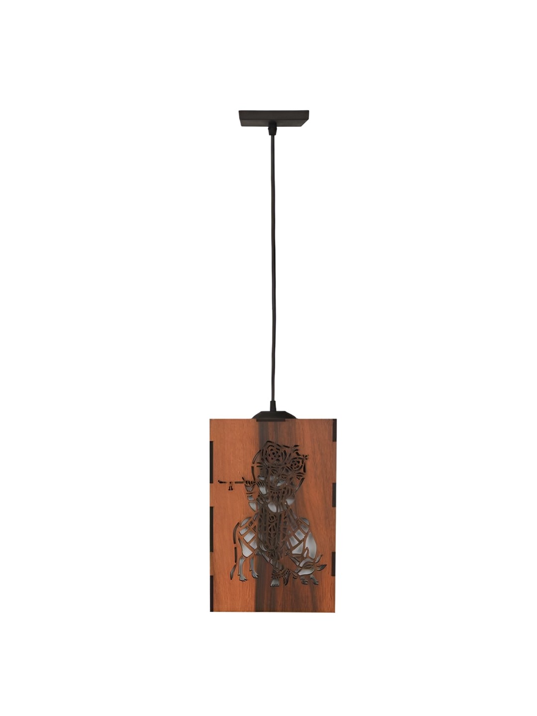 

Afast Black & Brown Textured Traditional Wooden Rectangle Ceiling Lamp