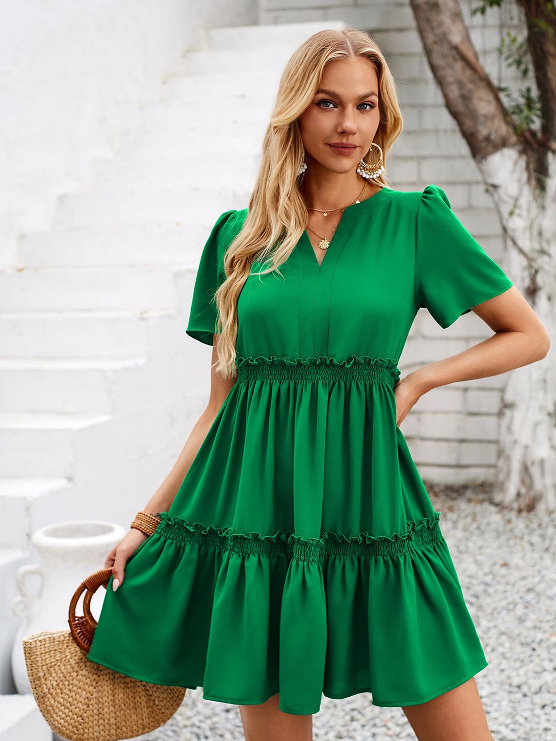 

StyleCast Solid Fit & Flare Dress, Green