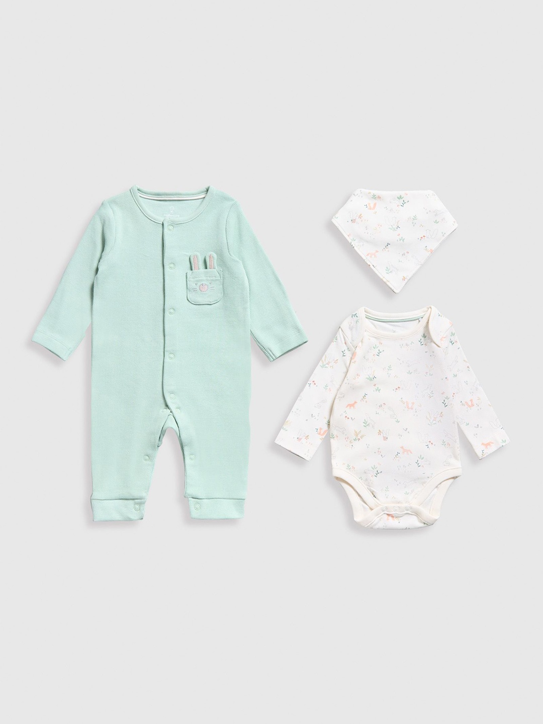 

mothercare Infants Set Of 3 Baby Apparel Gift Set, Sea green