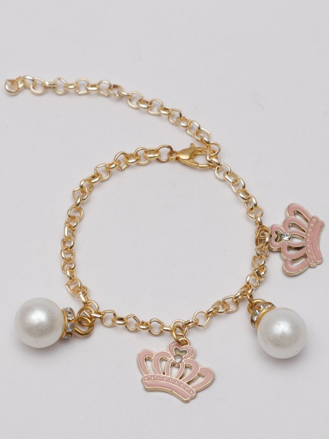 

Daizy Girls Stones Studded & Beaded Crown Charm Wraparound Bracelet, Gold