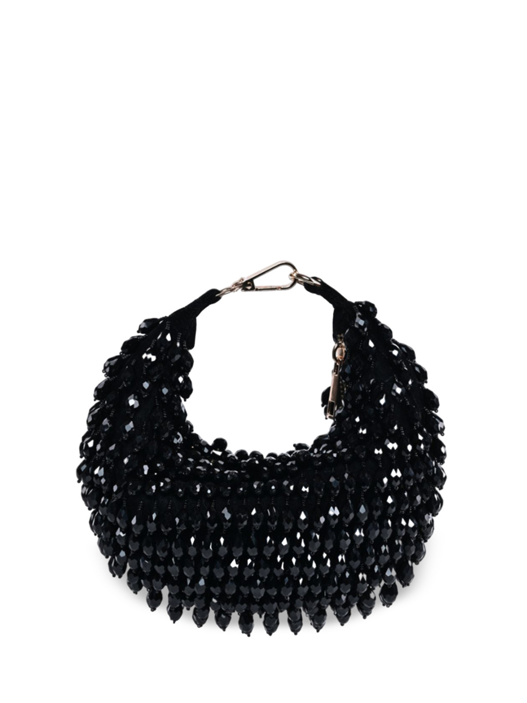 

House of Kosha Women Embellished Swagger Hobo Bag, Black