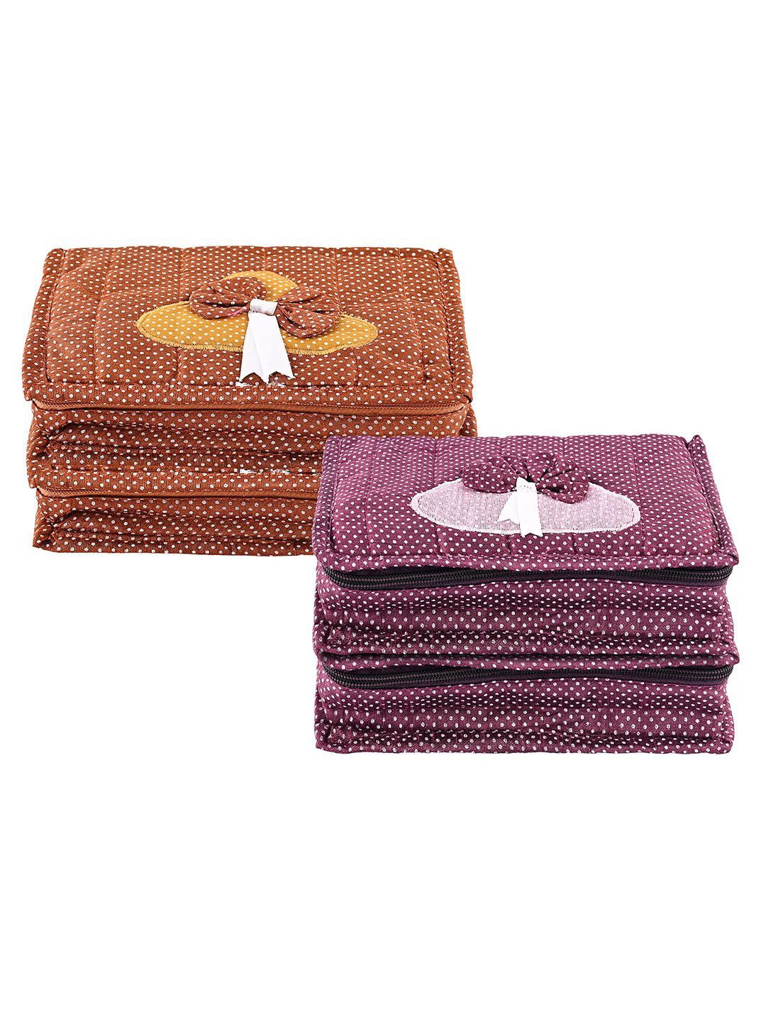 

Kuber Industries Purple & Brown 4 Pieces Printed Jewellery Organisers