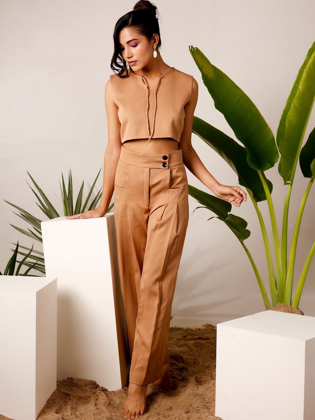 

MOONSTRUCK Women Crepe Maxi Dress, Brown