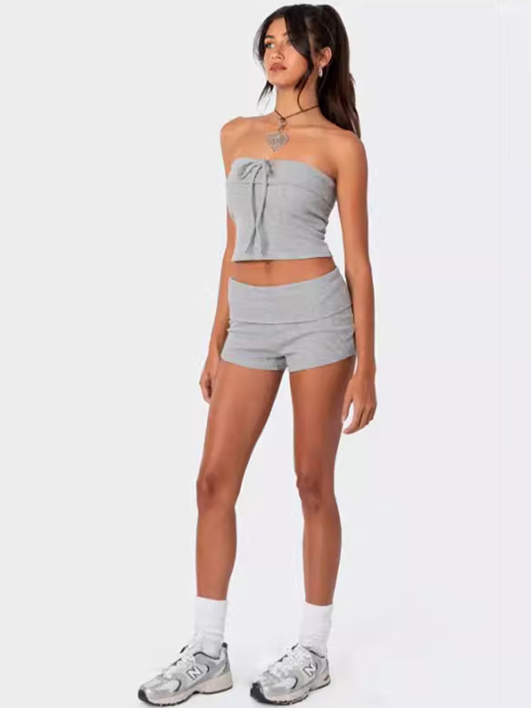

LULU & SKY Tube Top with Shorts, Grey