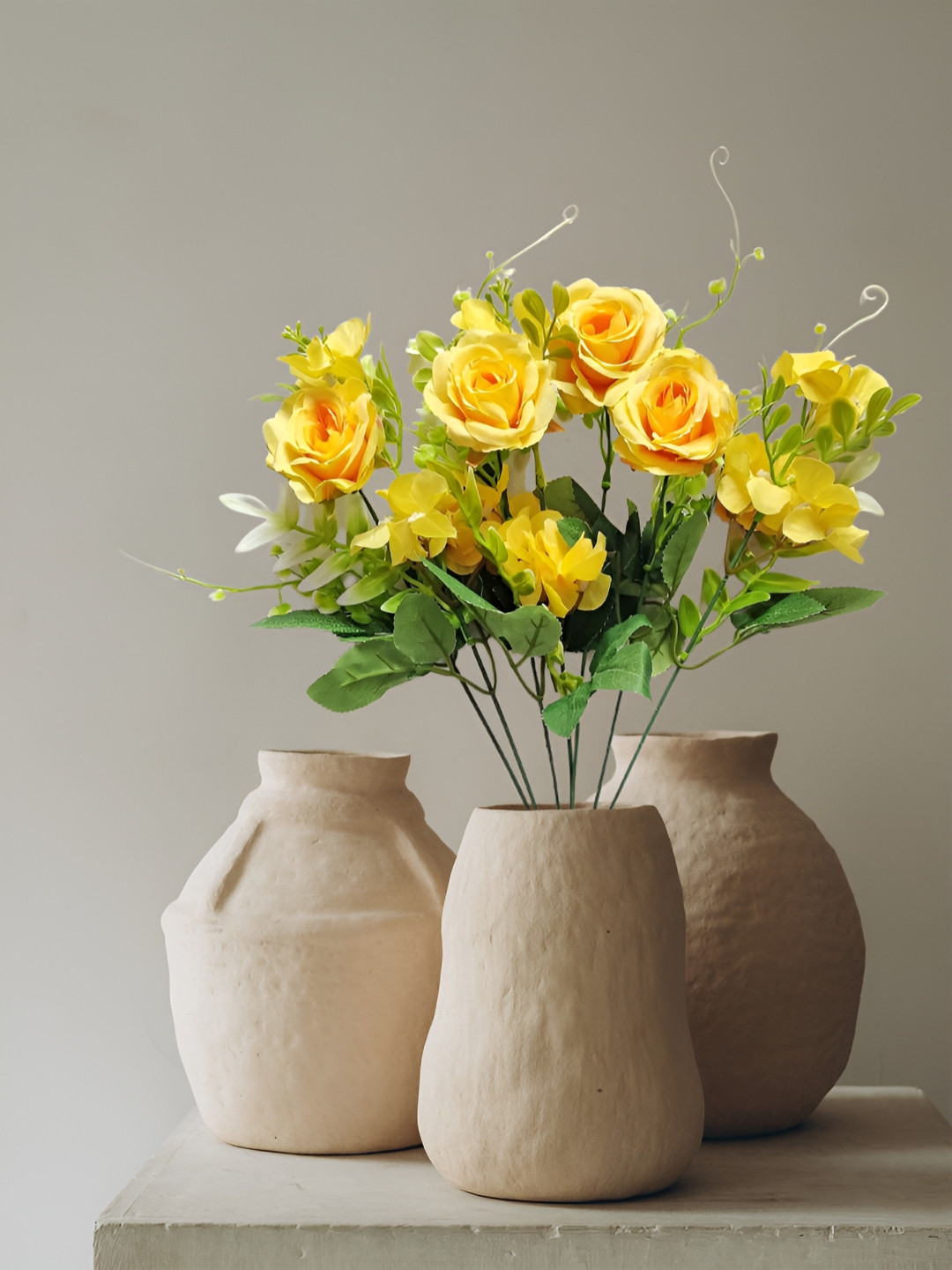 

ARTSY Yellow & Green Rose Artificial Flower