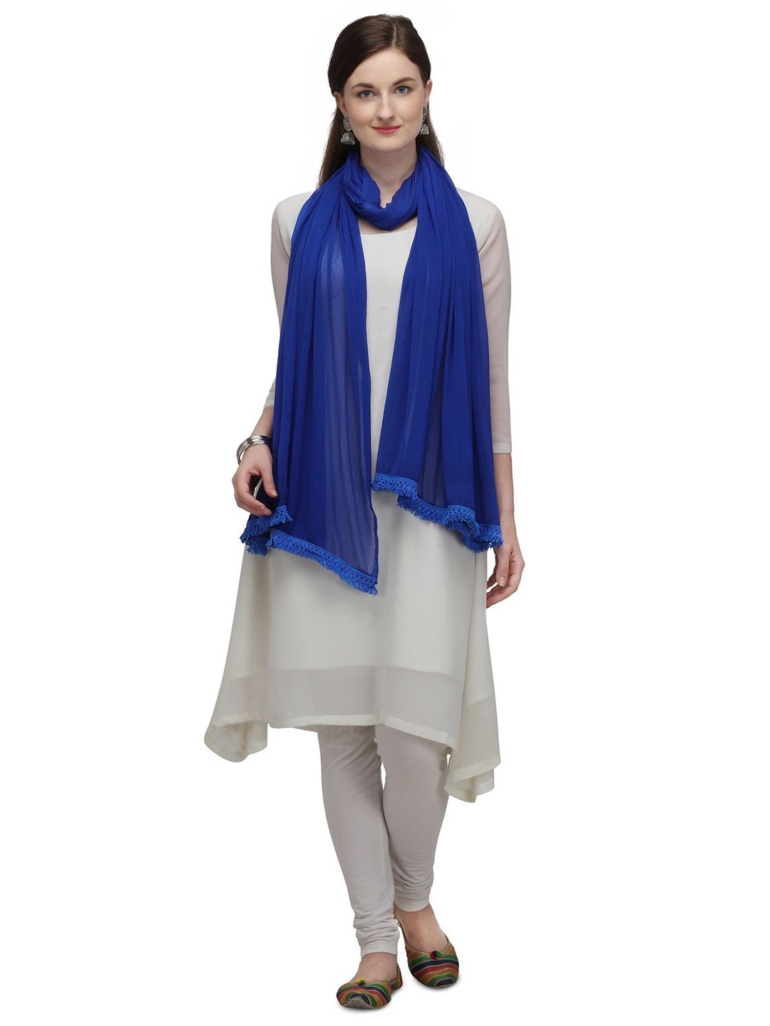 

Suha Fringed Border Dupatta, Blue