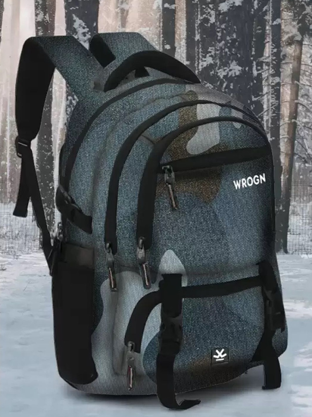 

WROGN Unisex Camouflage Backpack with USB Charging Port, Blue