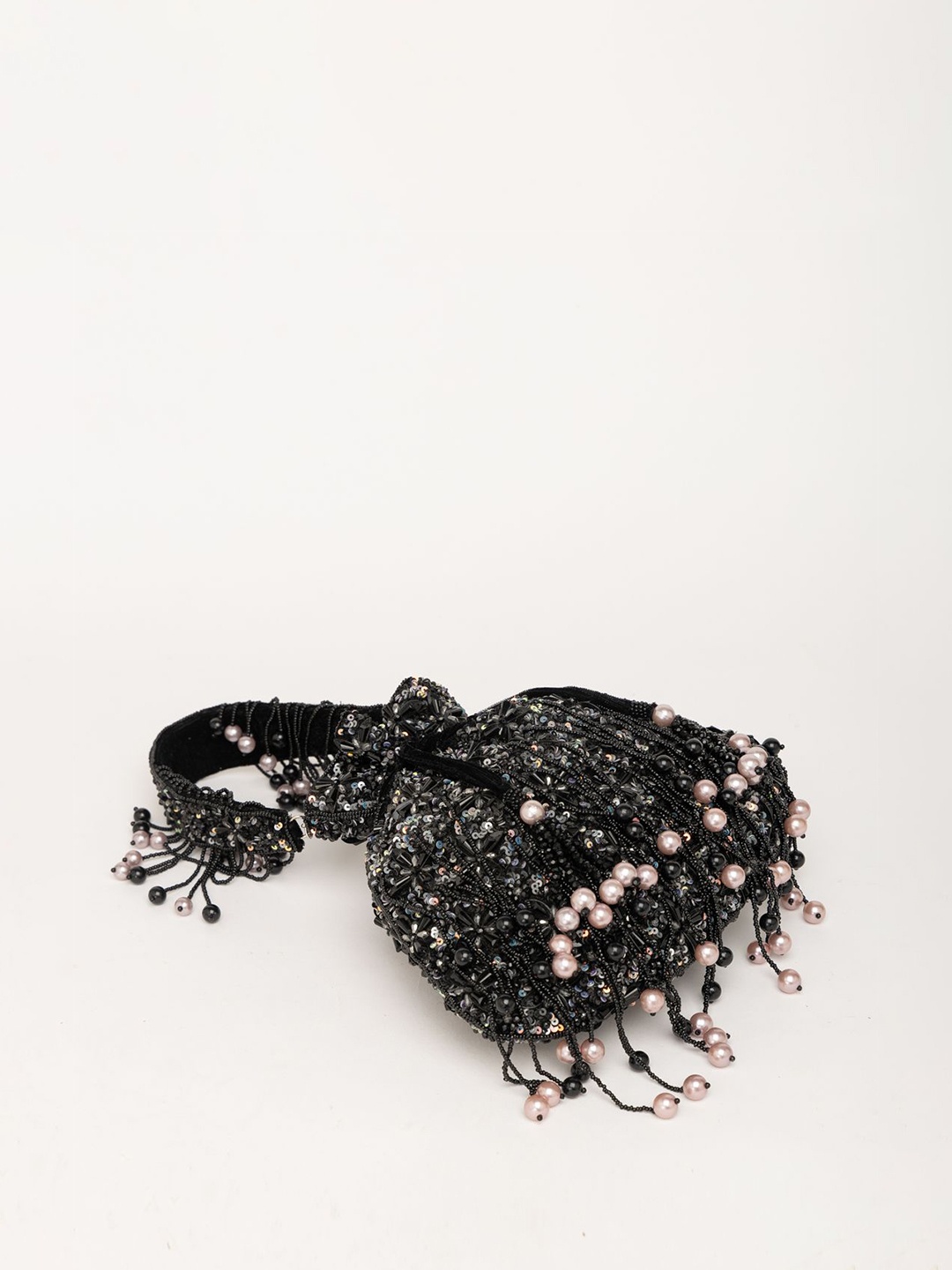 

EENA Embroidered Potli Clutch, Black