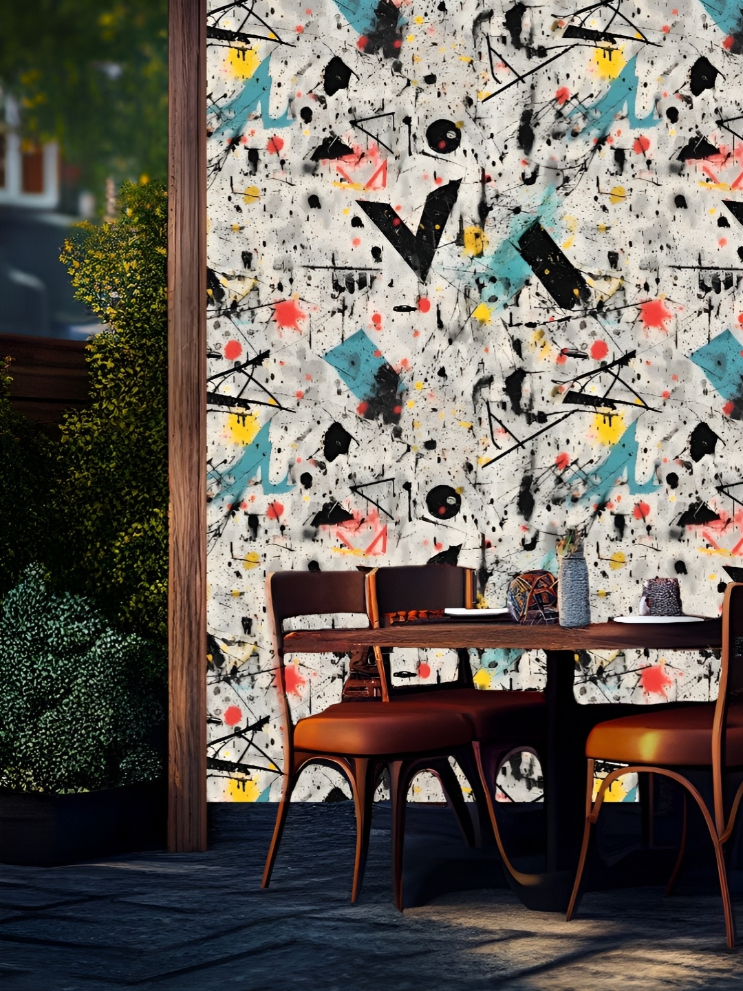 

CVANU Grey & Blue Abstract Printed Self-Adhesive & Waterproof Wall Paper