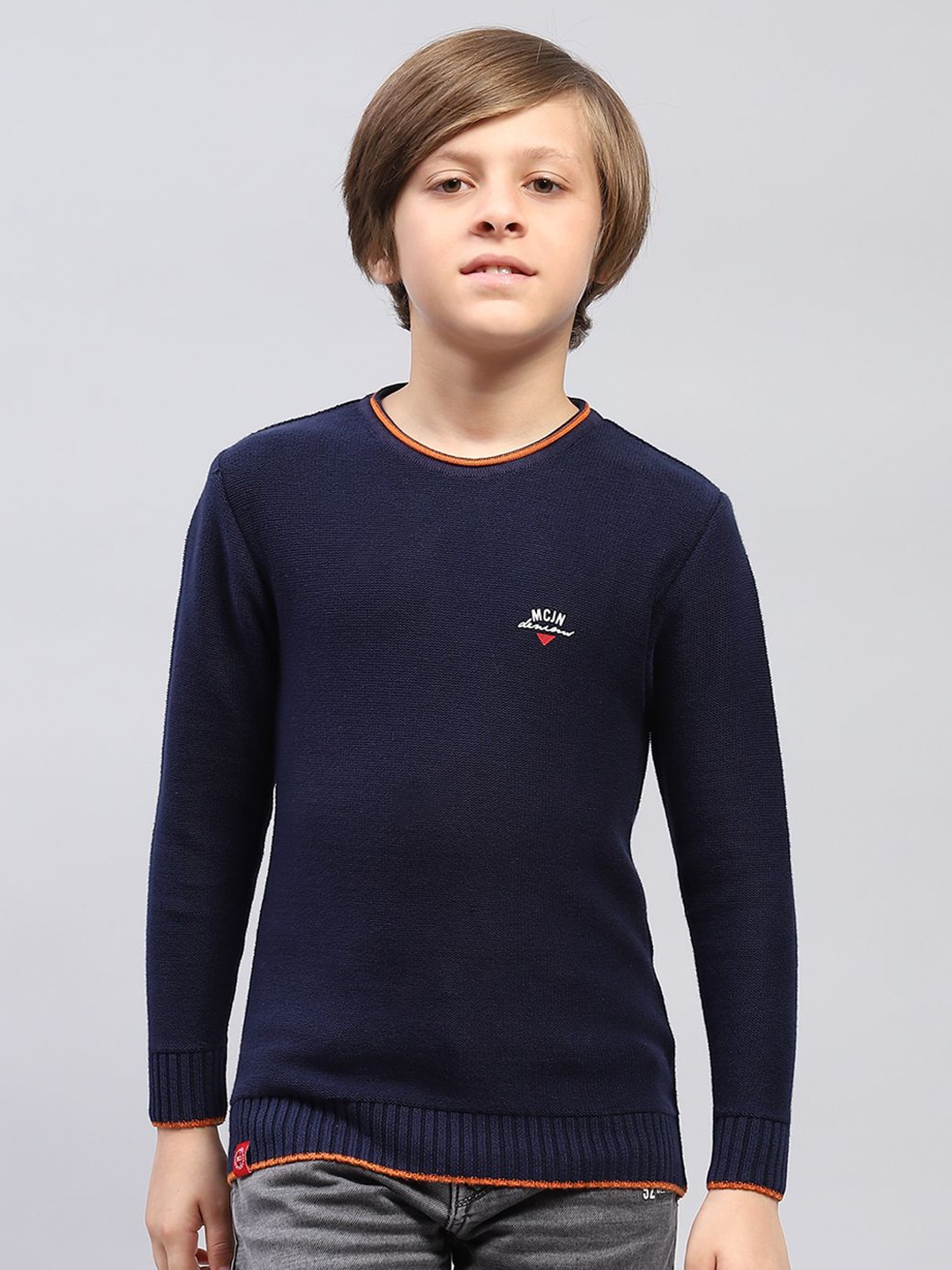 

Monte Carlo Boys Solid Round Neck Pullover, Navy blue
