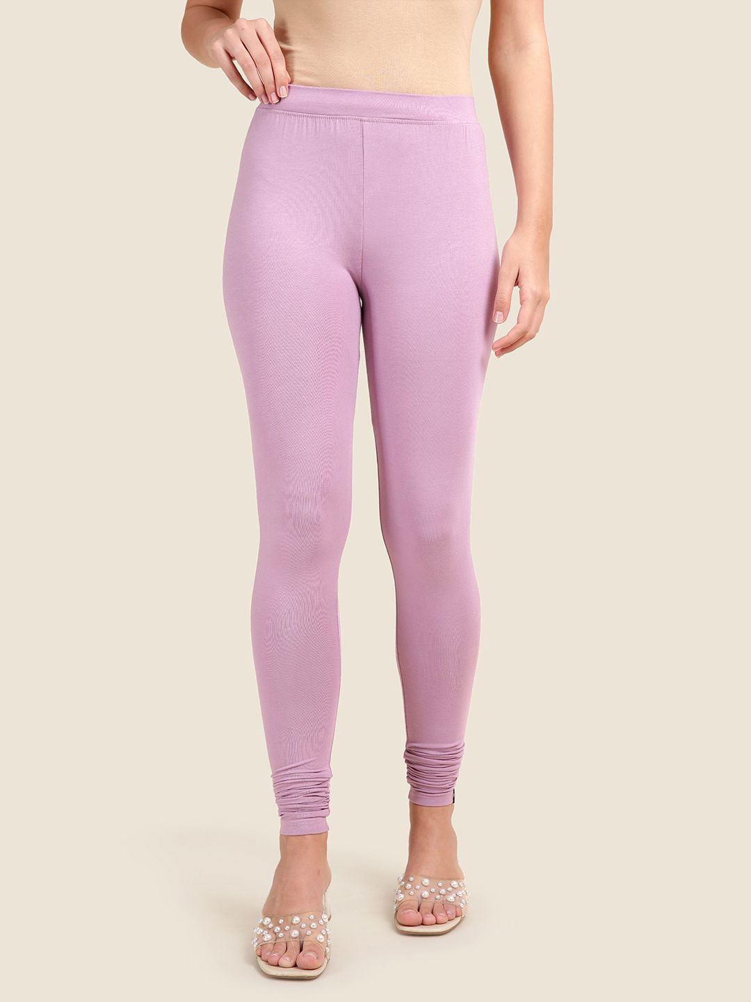 

TWIN BIRDS Women Solid Super Stretch Viscose Churidar Length Leggings, Purple