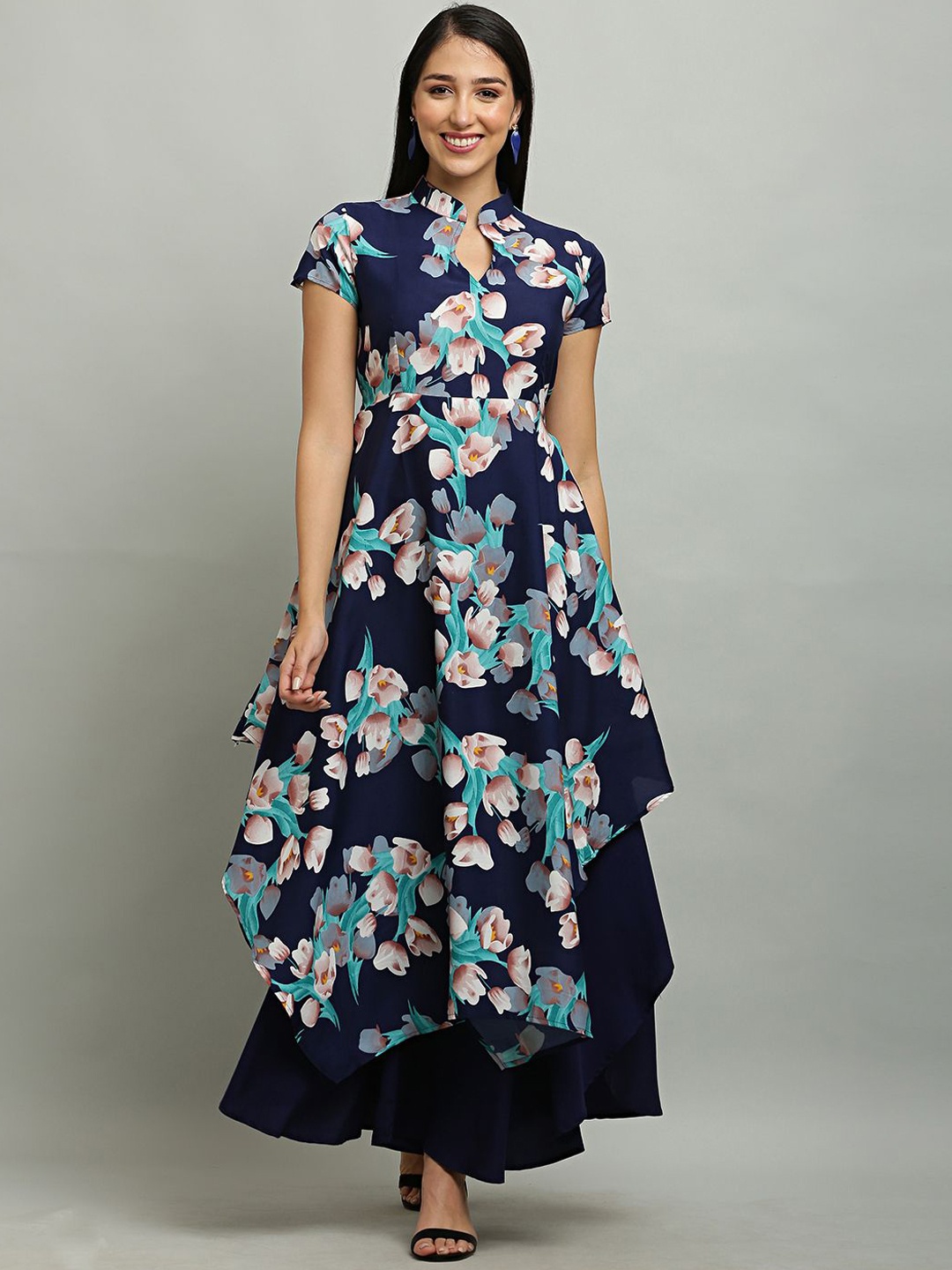 

EZIS FASHION Women Floral Printed Dresses, Navy blue